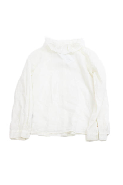 Bonpoint Girls Cotton Long Sleeve Button Up Blouse White Size 12
