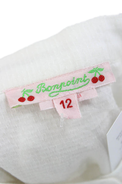 Bonpoint Girls Cotton Long Sleeve Button Up Blouse White Size 12