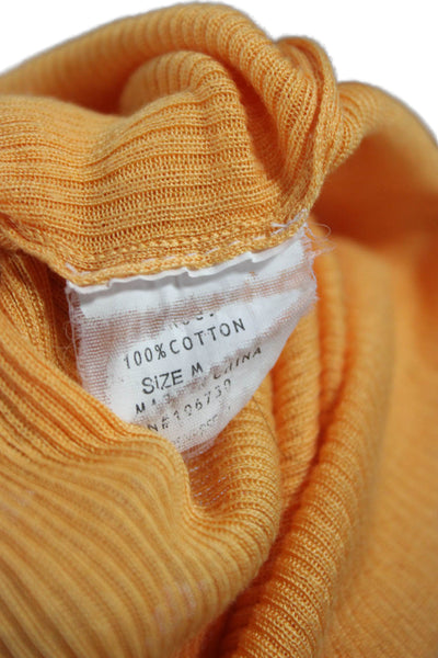 Vince Women Basic Sleeveless Tank Yellow Round Neck 100% Cotton Size M