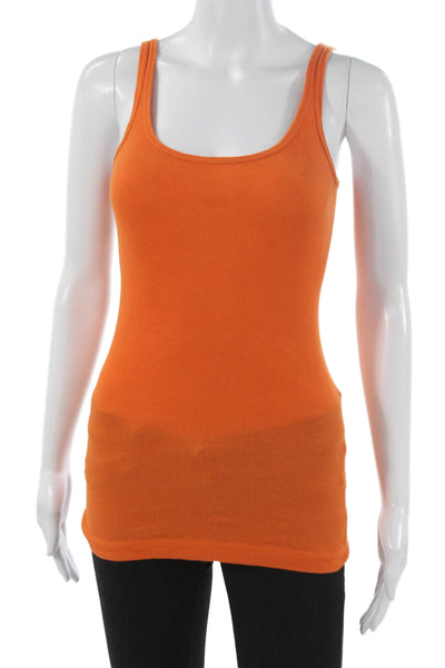 Vince Womens Basic Sleeveless Scoop Neck Tank Orange Size S