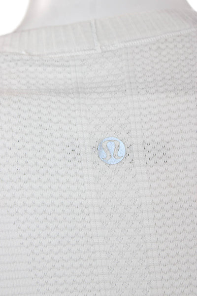 Lululemon Women White Striped Viscose Basic T-Shirt Short Sleeve Size S