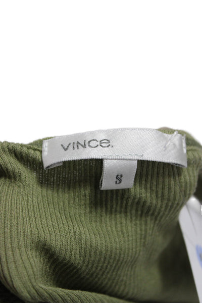 Vince Women Basic Tank Green Cotton Scoop Neck Sleeveless Solid Size S