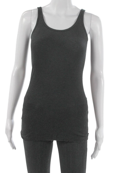 Vince Womens Basic Tank Gray Scoop Neck Pima Cotton Sleeveless Size S