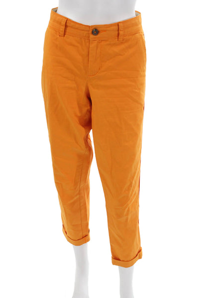 Vince Womens Chino Pants Orange Cotton Button Solid Size 6