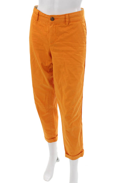 Vince Womens Chino Pants Orange Cotton Button Solid Size 6