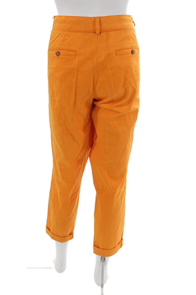 Vince Womens Chino Pants Orange Cotton Button Solid Size 6