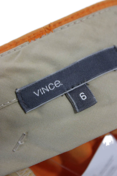Vince Womens Chino Pants Orange Cotton Button Solid Size 6