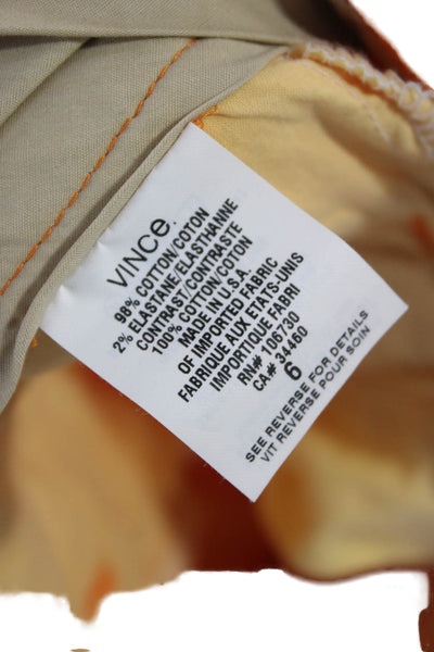 Vince Womens Chino Pants Orange Cotton Button Solid Size 6