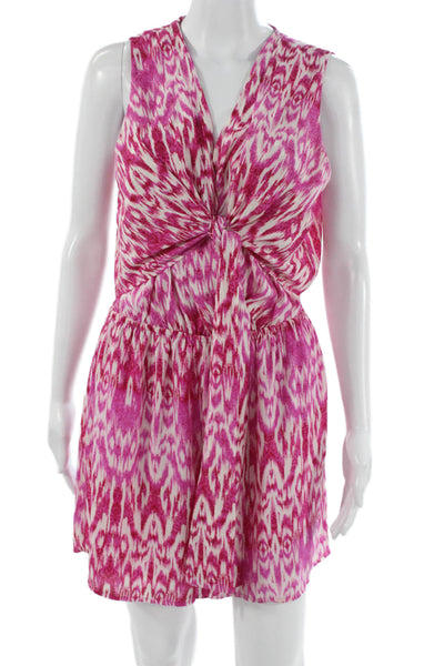 Aqua Womens Romper Pink Ikat V Neck Sleeveless Polyester Size M