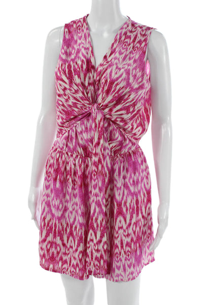 Aqua Womens Romper Pink Ikat V Neck Sleeveless Polyester Size M