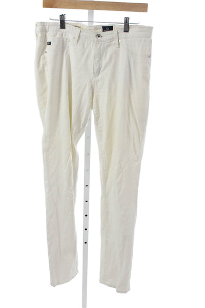AG Women Slim Jeans White Mid Rise Button Cotton Size 29