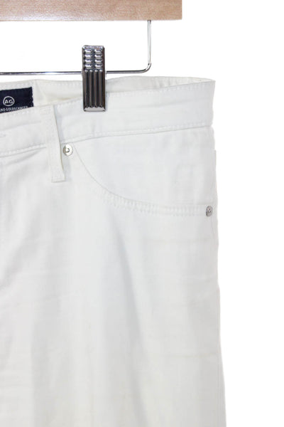 AG Women Slim Jeans White Mid Rise Button Cotton Size 29