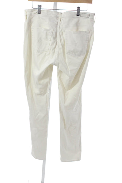 AG Women Slim Jeans White Mid Rise Button Cotton Size 29