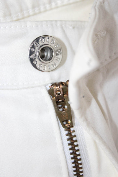 AG Women Slim Jeans White Mid Rise Button Cotton Size 29