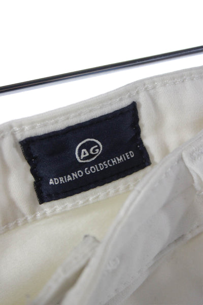 AG Women Slim Jeans White Mid Rise Button Cotton Size 29