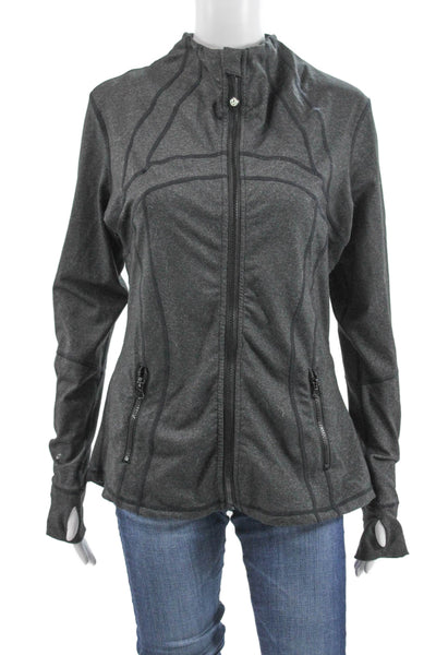 Lululemon Womens Track Jacket Gray Zip Long Sleeve Size 10
