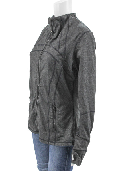 Lululemon Womens Track Jacket Gray Zip Long Sleeve Size 10