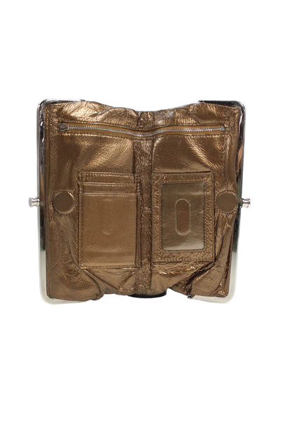 Hobo Womens Metallic Leather Multi-Compartment Brown