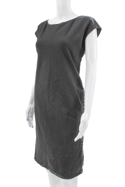 Max Mara Women Sheath Dress Gray Boat Neck Short Sleeve Viscose Zip Size 42