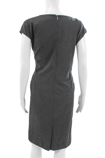 Max Mara Women Sheath Dress Gray Boat Neck Short Sleeve Viscose Zip Size 42