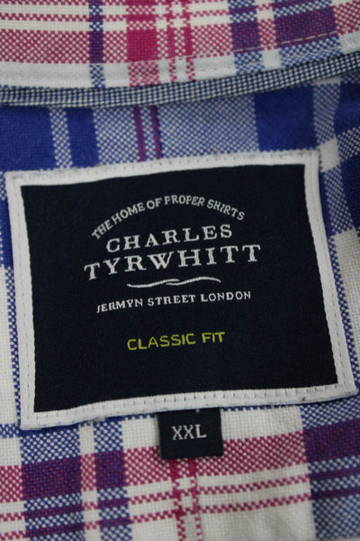 Charles Tyrwhitt Mens Plaid Button Down Shirt Blue Pink Size Extra Extra Large