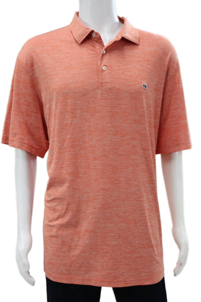 Vineyard Vines Mens Short Sleeves Polo Shirt Orange Size Extra Extra Large