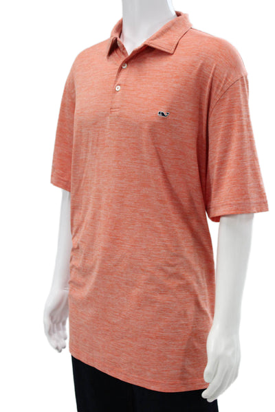 Vineyard Vines Mens Short Sleeves Polo Shirt Orange Size Extra Extra Large