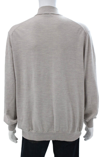 Charles Tyrwhitt Mens Pullover Mock Neck Merino Wool Beige Rugby Size 2XL