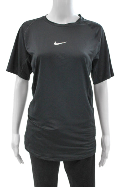 Nike Womens Basic Black Polyester Crew Neck Short Sleeve T-Shirt Size L