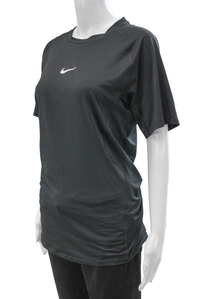 Nike Womens Basic Black Polyester Crew Neck Short Sleeve T-Shirt Size L