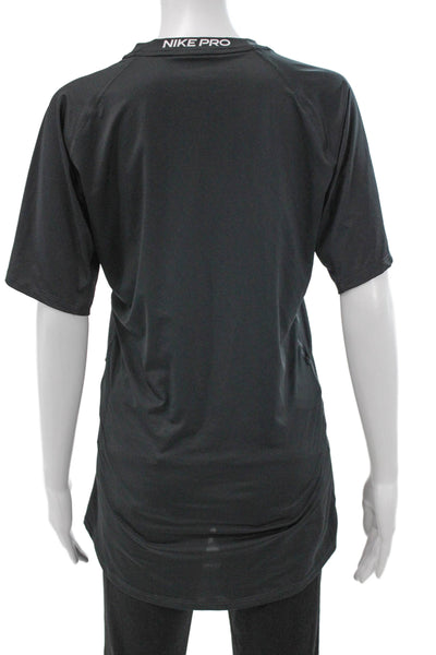 Nike Womens Basic Black Polyester Crew Neck Short Sleeve T-Shirt Size L