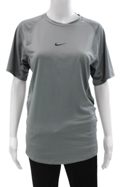 Nike Womens Basic Short Sleeve Crew Neck Polyester T-Shirt Gray Size L