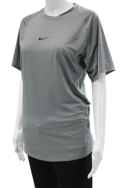 Nike Womens Basic Short Sleeve Crew Neck Polyester T-Shirt Gray Size L