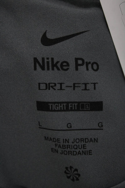 Nike Womens Basic Short Sleeve Crew Neck Polyester T-Shirt Gray Size L