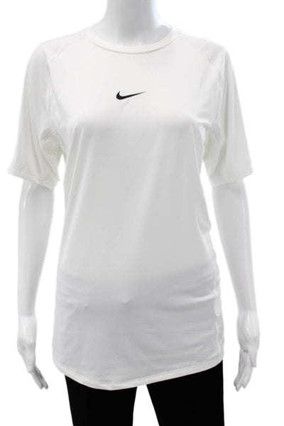 Nike Womens Basic White T Shirt Crew Neck Short Sleeve Polyester Size L