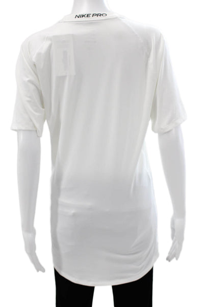Nike Womens Basic White T Shirt Crew Neck Short Sleeve Polyester Size L
