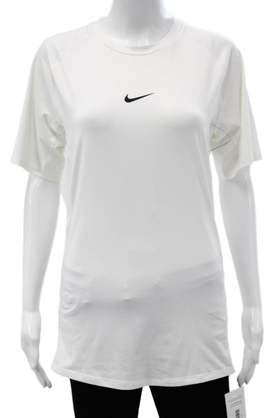 Nike Unisex Adults Basic White Polyester Crew Neck Short Sleeve T-Shirt Size L