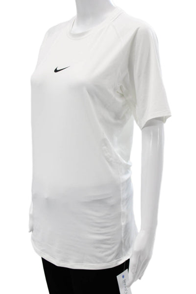 Nike Unisex Adults Basic White Polyester Crew Neck Short Sleeve T-Shirt Size L