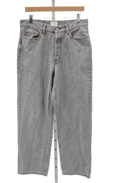Aime Leon Dore Mens Straight Jeans Gray High Rise Button Cotton Size 30