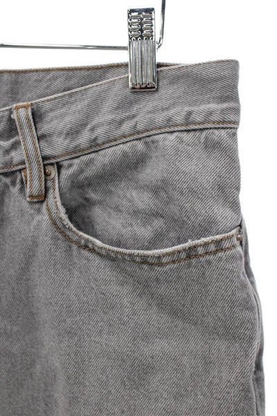 Aime Leon Dore Mens Straight Jeans Gray High Rise Button Cotton Size 30