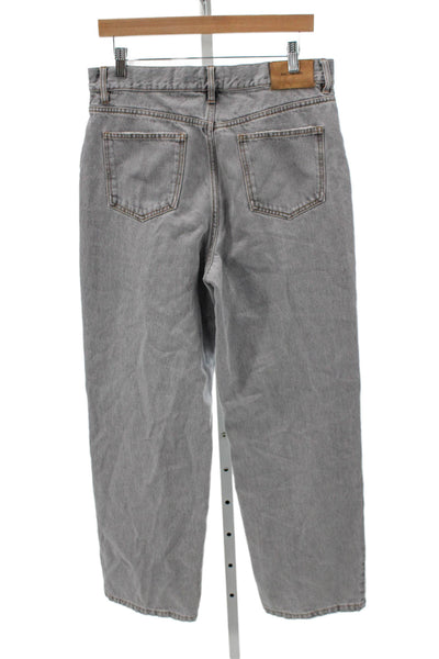 Aime Leon Dore Mens Straight Jeans Gray High Rise Button Cotton Size 30