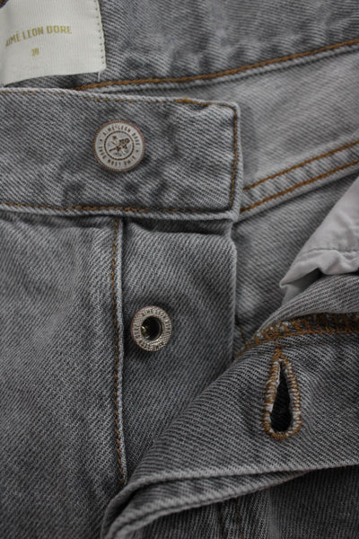 Aime Leon Dore Mens Straight Jeans Gray High Rise Button Cotton Size 30