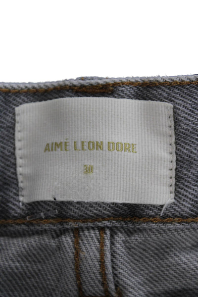 Aime Leon Dore Mens Straight Jeans Gray High Rise Button Cotton Size 30