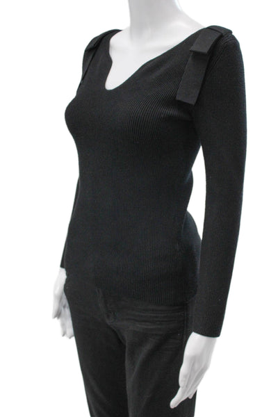Claudie Pierlot Women Black V-Neck Pullover Sweater Long Sleeve Size 1