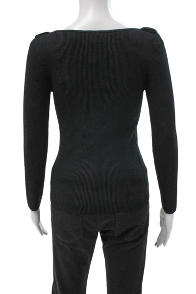 Claudie Pierlot Women Black V-Neck Pullover Sweater Long Sleeve Size 1