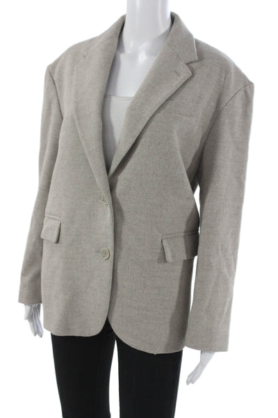 Babaton Womens Gray Solid Polyester Blazer Long Sleeve Button Fall Size 1