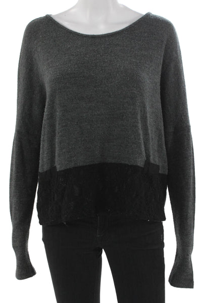 Lola & Sophie Womens Wool Blend Boat Neck Pullover Sweater Gray Size S