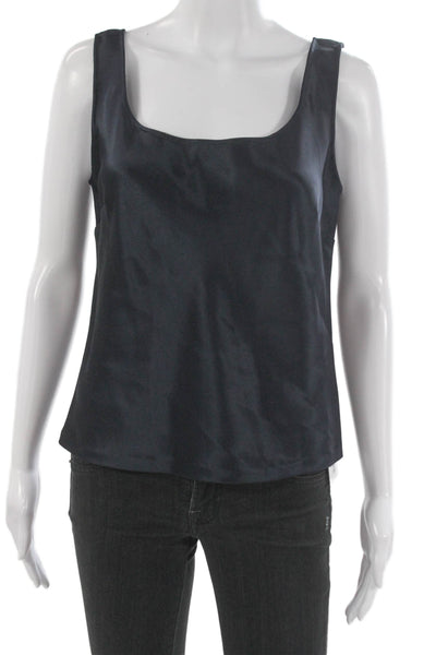 Carmen Marc Valvo Women Basic Tank Black Square Neck Sleeveless Size 6