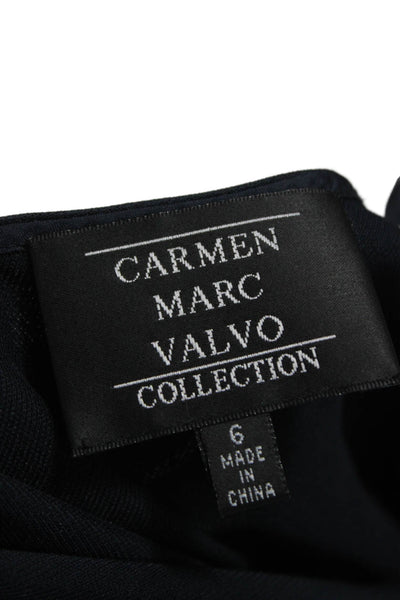 Carmen Marc Valvo Women Basic Tank Black Square Neck Sleeveless Size 6