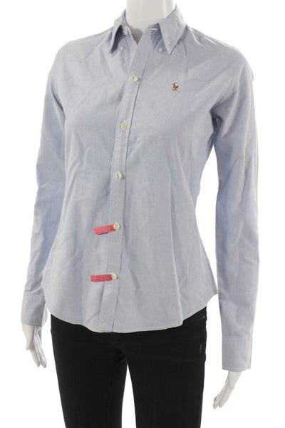 Ralph Lauren Blue Label Women Button-Up Blue Cotton Long Sleeve Size 2